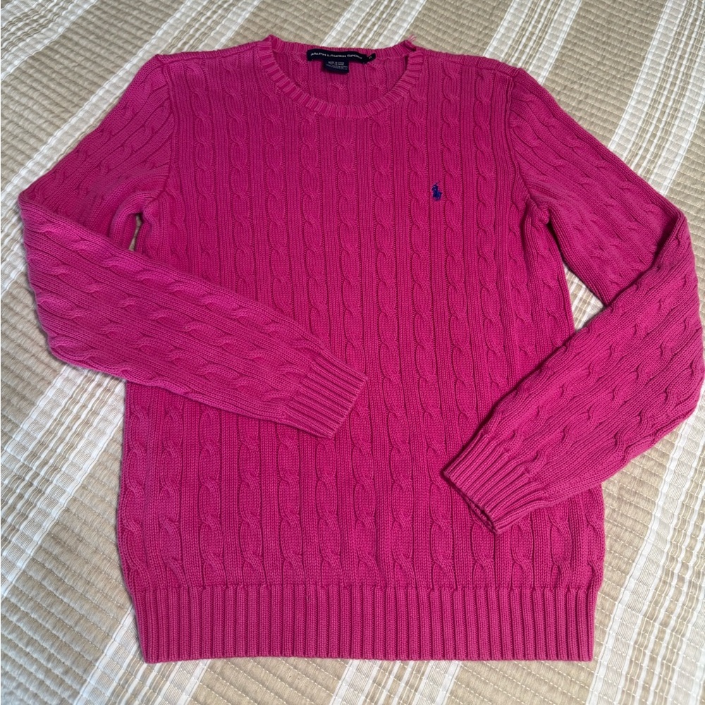 Vintage! Ralph Lauren Womens Fuchsia Cable Knit Sweater.